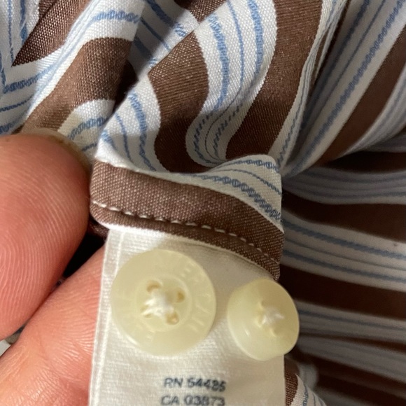 American Eagle Outfitters Men’s Brown Blue and White Striped Button Down - Picture 6 of 6